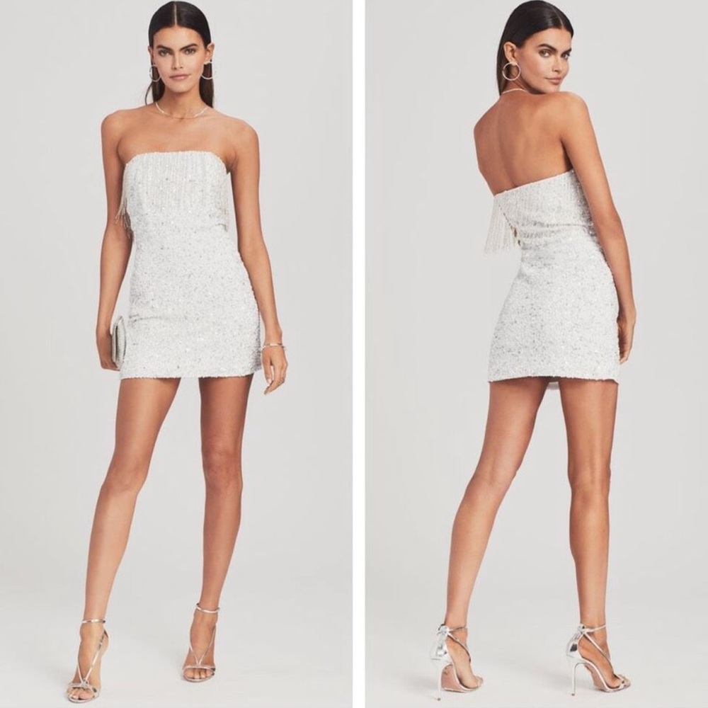Retrofete White Strapless Mini Dress
